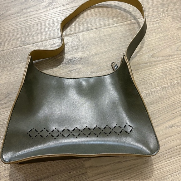 Mondani New York Purse Bag Faux Leather Green Cut Out Design Classic 90s - Picture 4 of 7